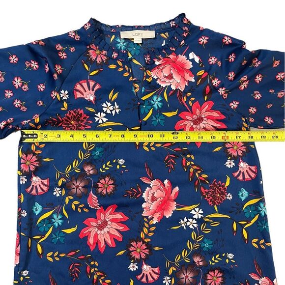 Loft Wildflower Satin Shift Dress Blue Pink Floral XS - Picture 9 of 11